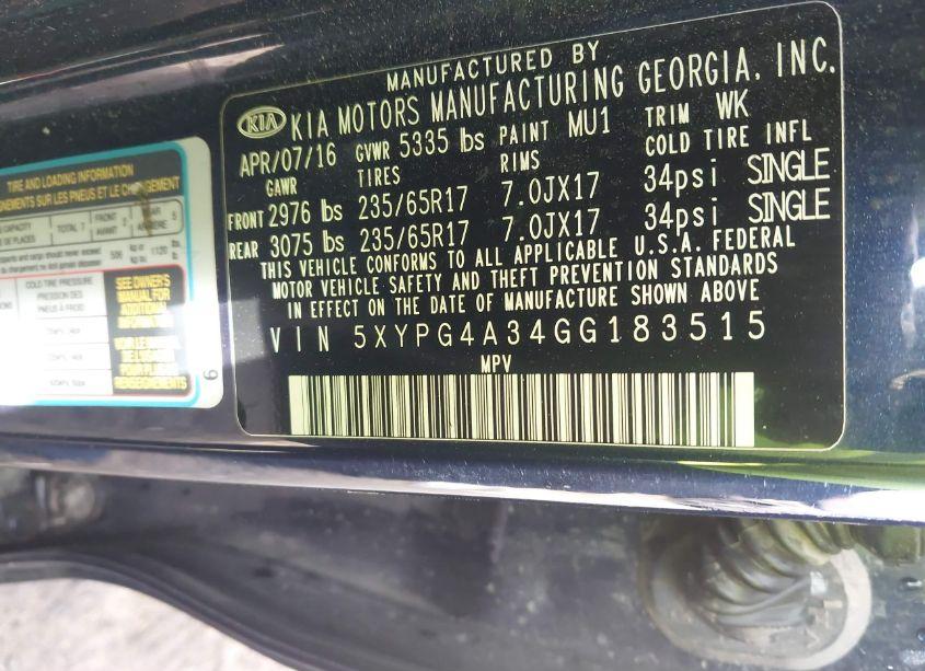 Photo 9 of 2016 Kia Sorento 2.4L LX (VIN 5XYPG4A34GG183515)