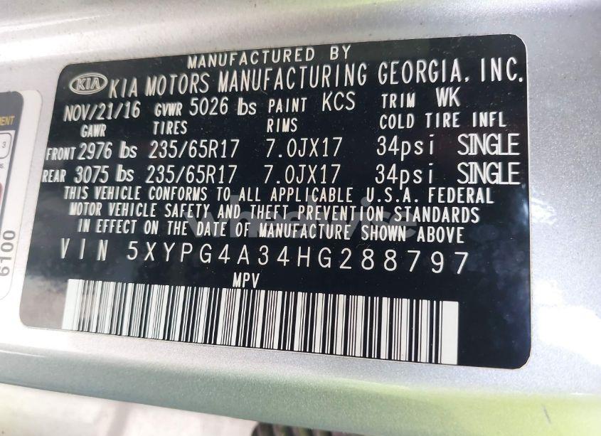 Photo 9 of 2017 Kia Sorento 2.4L L (VIN 5XYPG4A34HG288797)