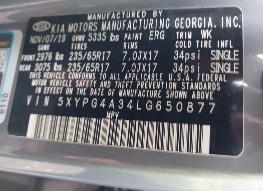 Photo 9 of 2020 Kia Sorento 2.4L L (VIN 5XYPG4A34LG650877)