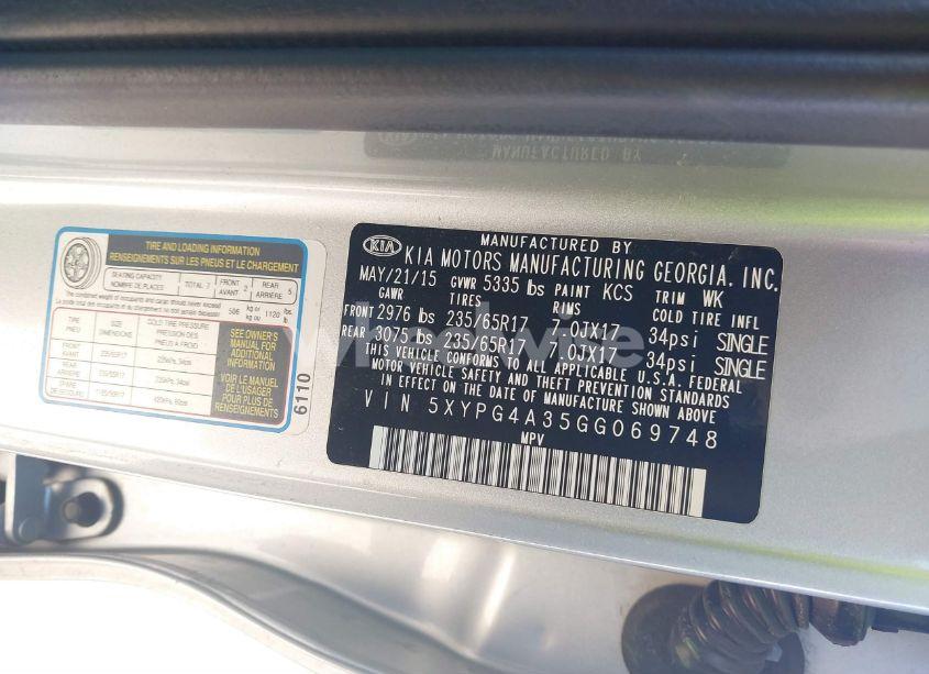 Photo 9 of 2016 Kia Sorento 2.4L LX (VIN 5XYPG4A35GG069748)