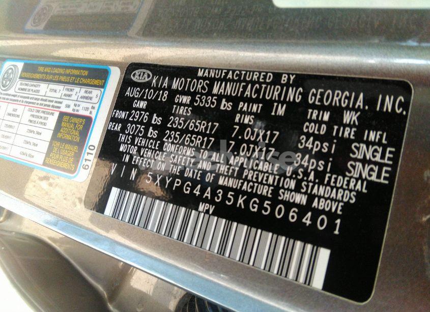 Photo 9 of 2019 Kia Sorento 2.4L LX (VIN 5XYPG4A35KG506401)