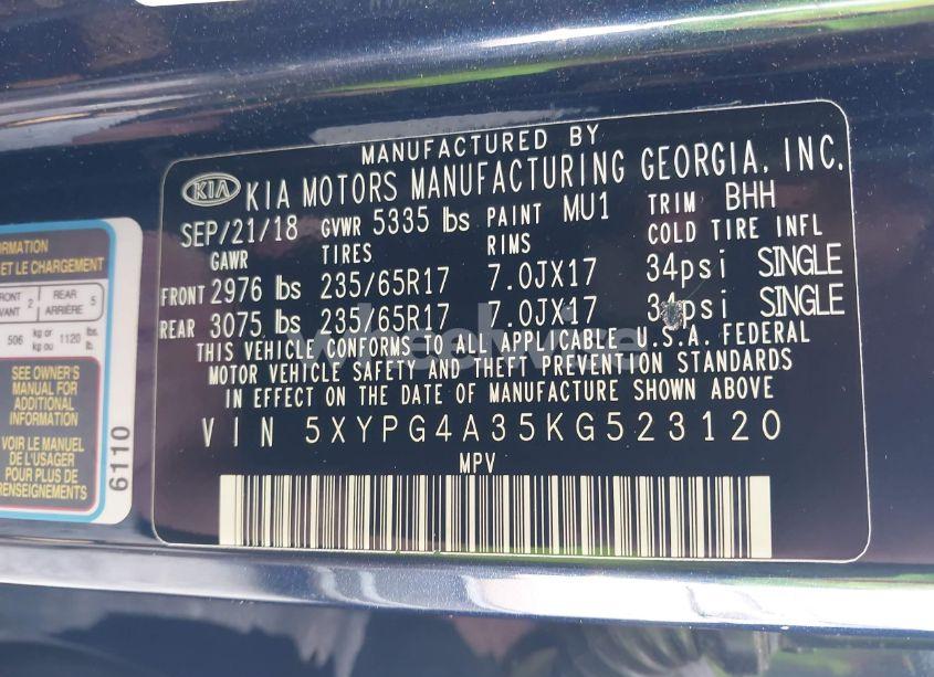 Photo 9 of 2019 Kia Sorento 2.4L LX (VIN 5XYPG4A35KG523120)