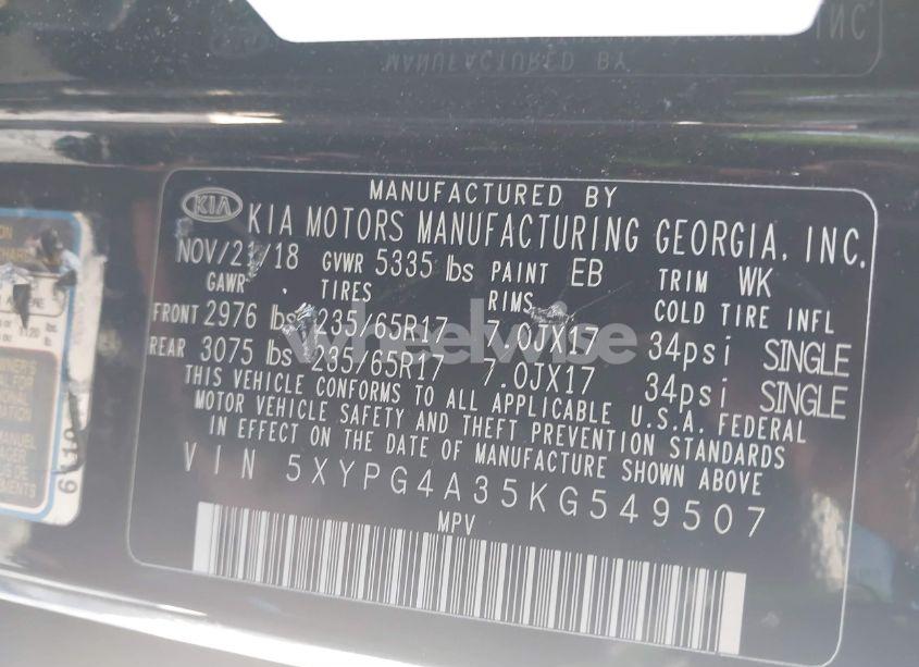 Photo 9 of 2019 Kia Sorento 2.4L LX (VIN 5XYPG4A35KG549507)