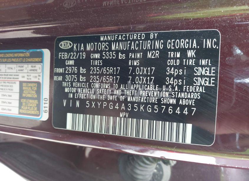 Photo 9 of 2019 Kia Sorento 2.4L LX (VIN 5XYPG4A35KG576447)