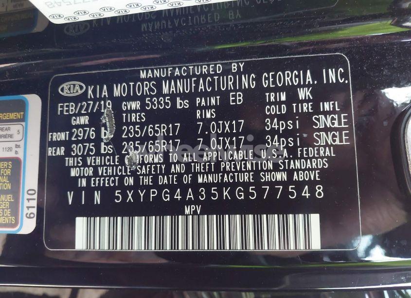 Photo 9 of 2019 Kia Sorento 2.4L L (VIN 5XYPG4A35KG577548)
