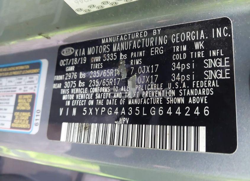 Photo 9 of 2020 Kia Sorento 2.4L L (VIN 5XYPG4A35LG644246)