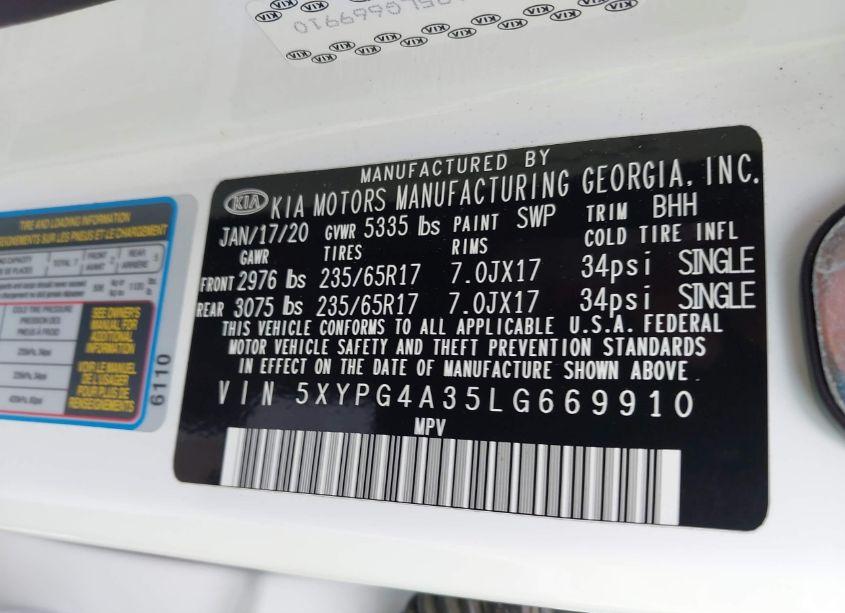 Photo 9 of 2020 Kia Sorento 2.4L LX (VIN 5XYPG4A35LG669910)
