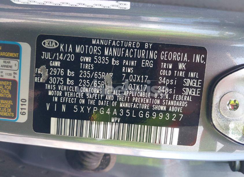 Photo 9 of 2020 Kia Sorento 2.4L L (VIN 5XYPG4A35LG699327)