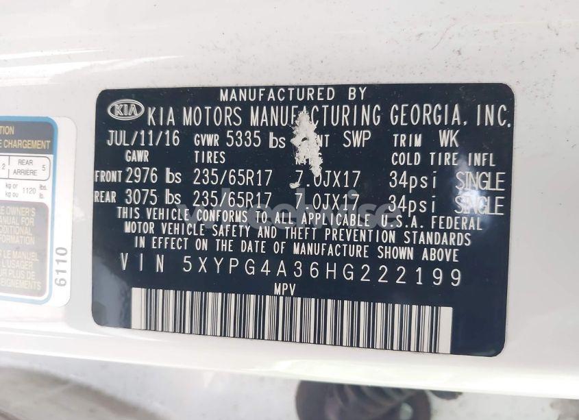 Photo 9 of 2017 Kia Sorento 2.4L LX (VIN 5XYPG4A36HG222199)