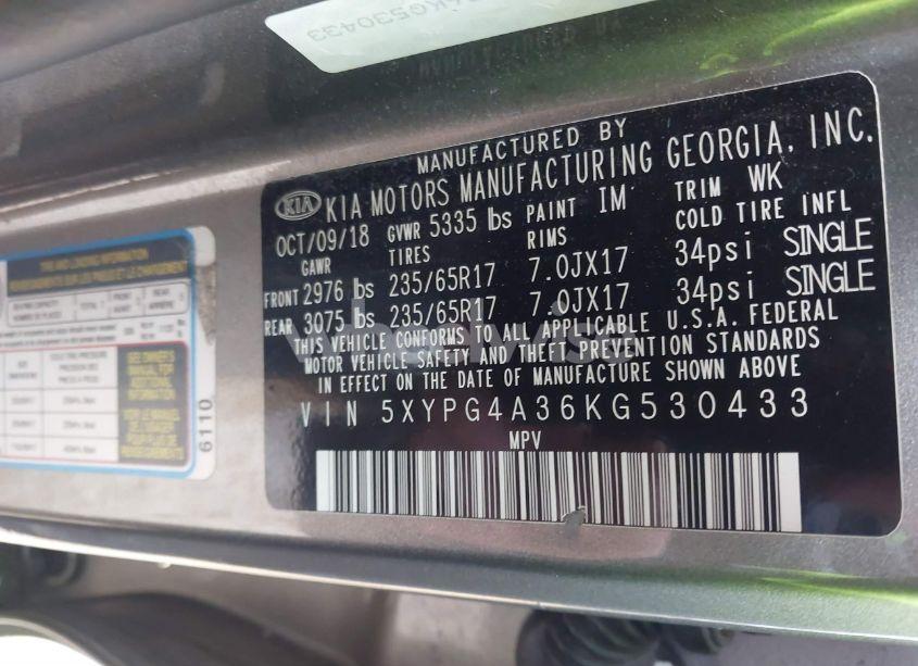 Photo 9 of 2019 Kia Sorento 2.4L L (VIN 5XYPG4A36KG530433)