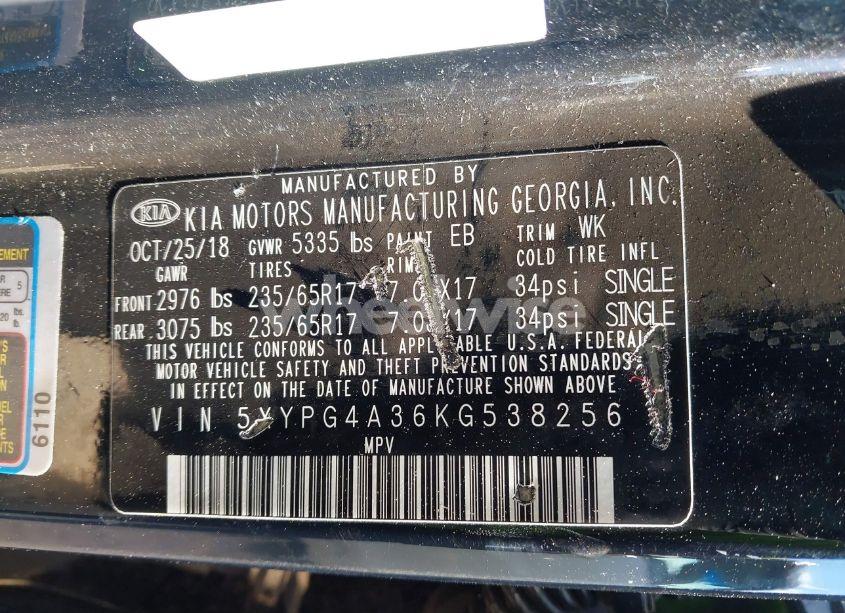 Photo 9 of 2019 Kia Sorento 2.4L L (VIN 5XYPG4A36KG538256)