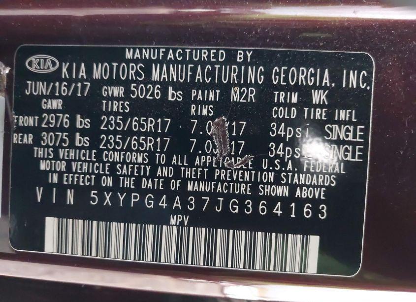 Photo 9 of 2018 Kia Sorento 2.4L LX (VIN 5XYPG4A37JG364163)