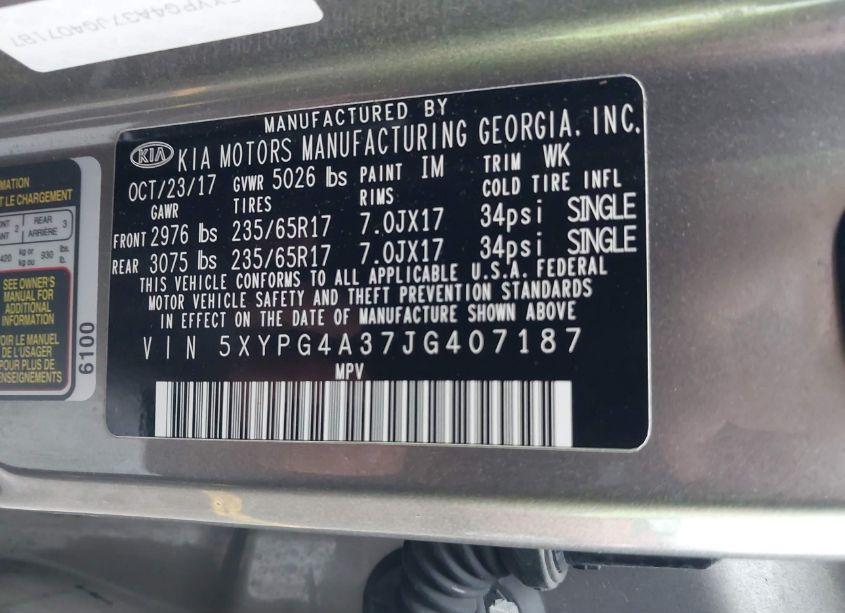 Photo 9 of 2018 Kia Sorento 2.4L L (VIN 5XYPG4A37JG407187)