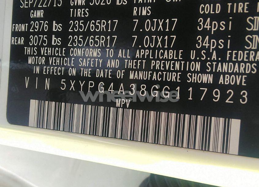 Photo 9 of 2016 Kia Sorento 2.4L LX (VIN 5XYPG4A38GG117923)