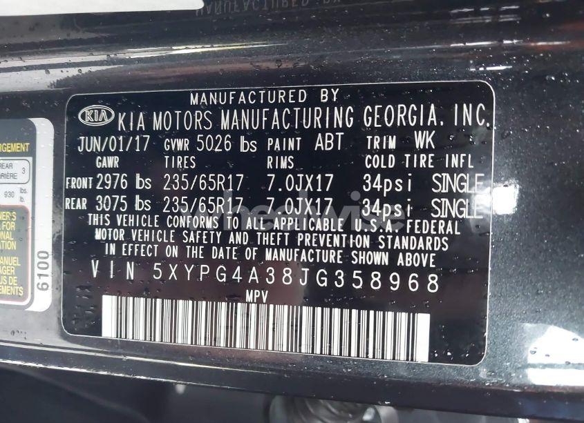 Photo 9 of 2018 Kia Sorento 2.4L LX (VIN 5XYPG4A38JG358968)