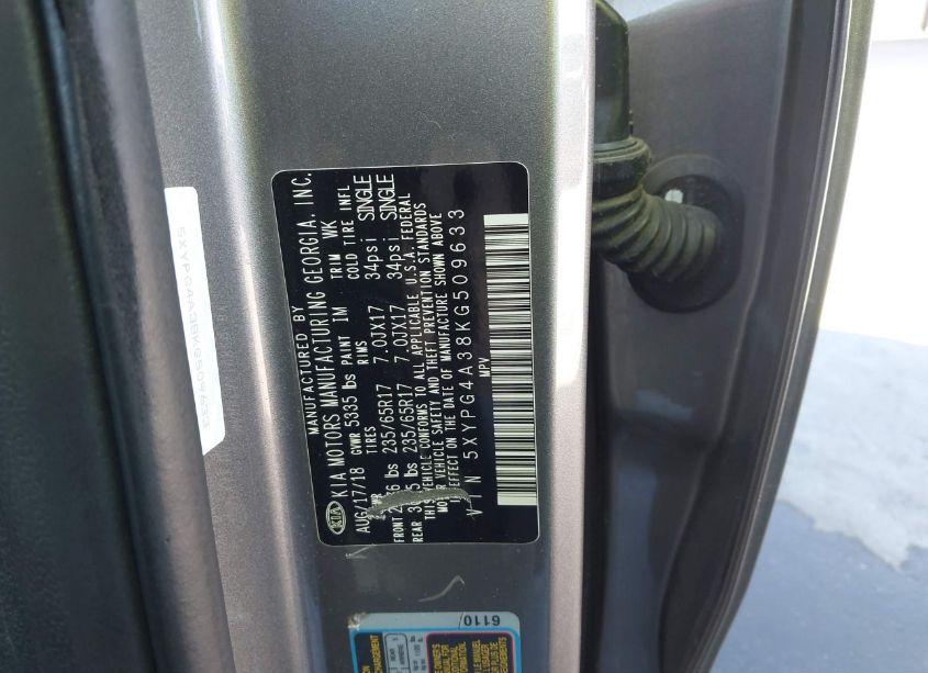 Photo 9 of 2019 Kia Sorento 2.4L LX (VIN 5XYPG4A38KG509633)