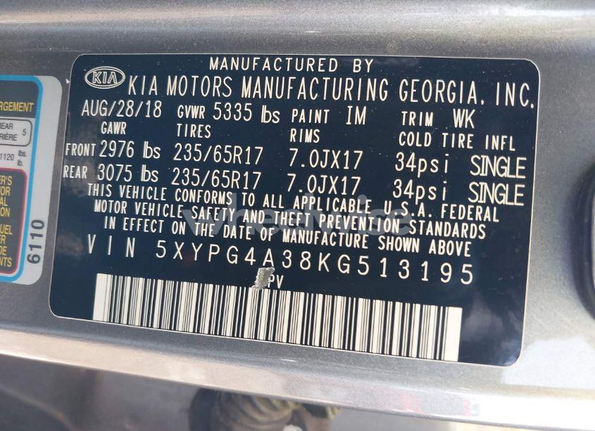 Photo 9 of 2019 Kia Sorento 2.4L LX (VIN 5XYPG4A38KG513195)