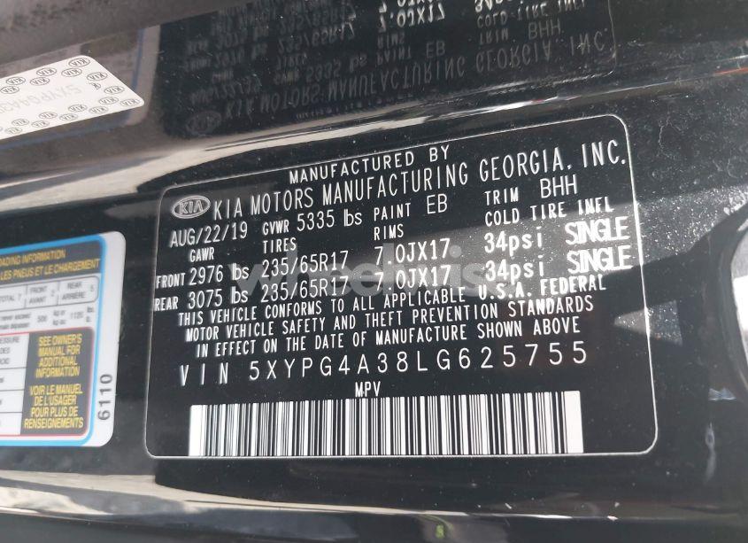 Photo 9 of 2020 Kia Sorento 2.4L LX (VIN 5XYPG4A38LG625755)