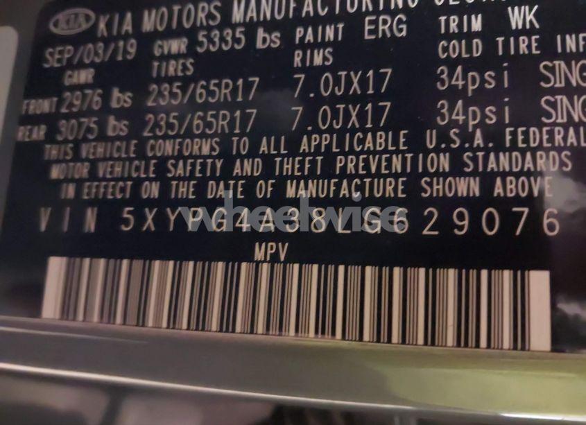 Photo 9 of 2020 Kia Sorento 2.4L L (VIN 5XYPG4A38LG629076)