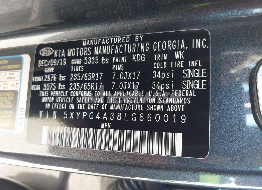 Photo 9 of 2020 Kia Sorento 2.4L LX (VIN 5XYPG4A38LG660019)