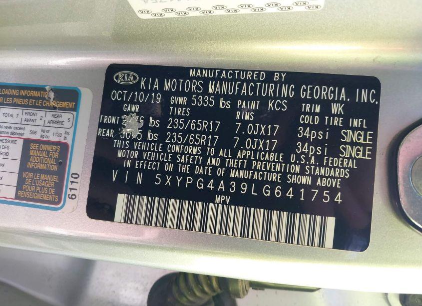 Photo 9 of 2020 Kia Sorento 2.4L LX (VIN 5XYPG4A39LG641754)