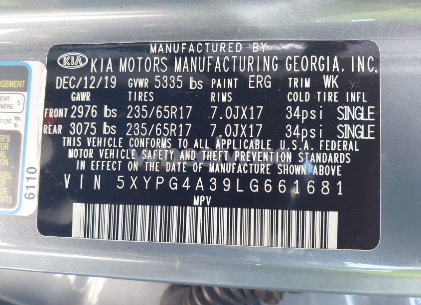 Photo 9 of 2020 Kia Sorento 2.4L LX (VIN 5XYPG4A39LG661681)