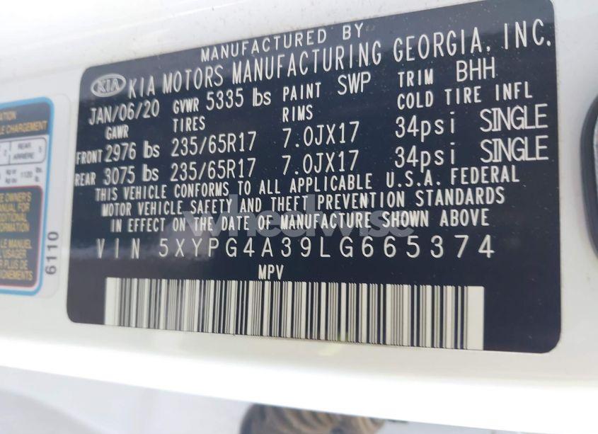 Photo 9 of 2020 Kia Sorento 2.4L LX (VIN 5XYPG4A39LG665374)