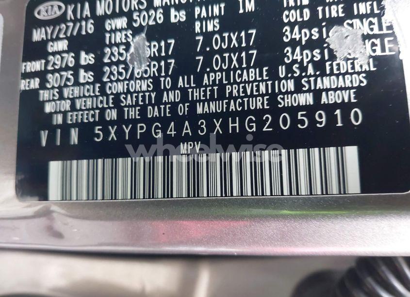 Photo 9 of 2017 Kia Sorento 2.4L L (VIN 5XYPG4A3XHG205910)