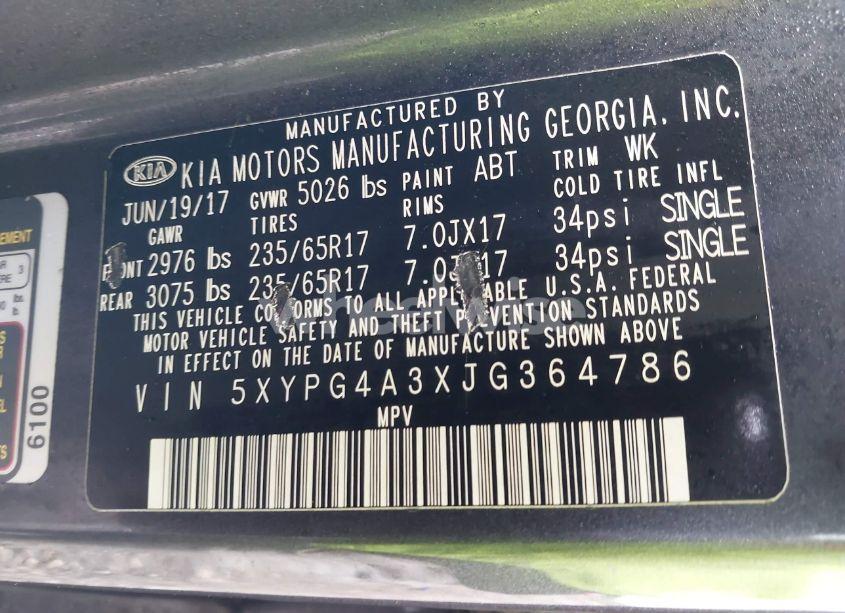 Photo 9 of 2018 Kia Sorento 2.4L LX (VIN 5XYPG4A3XJG364786)