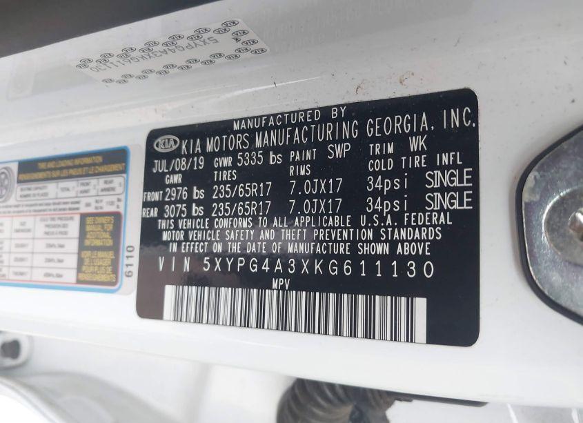 Photo 9 of 2019 Kia Sorento 2.4L L (VIN 5XYPG4A3XKG611130)