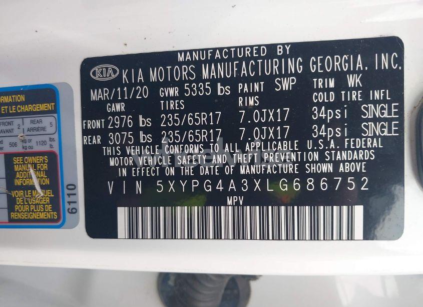 Photo 9 of 2020 Kia Sorento 2.4L LX (VIN 5XYPG4A3XLG686752)