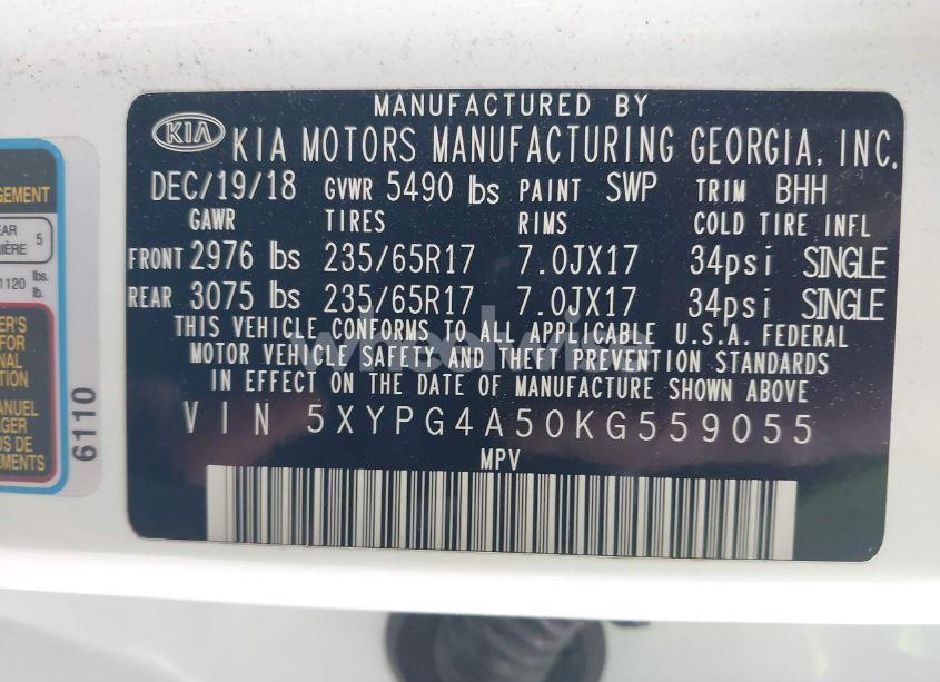 Photo 9 of 2019 Kia Sorento 3.3L LX (VIN 5XYPG4A50KG559055)