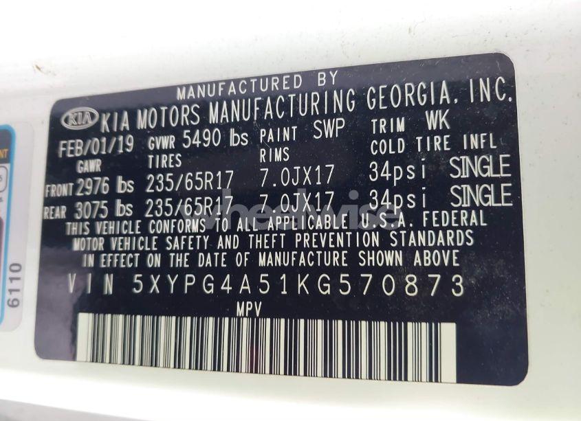 Photo 9 of 2019 Kia Sorento 3.3L LX (VIN 5XYPG4A51KG570873)