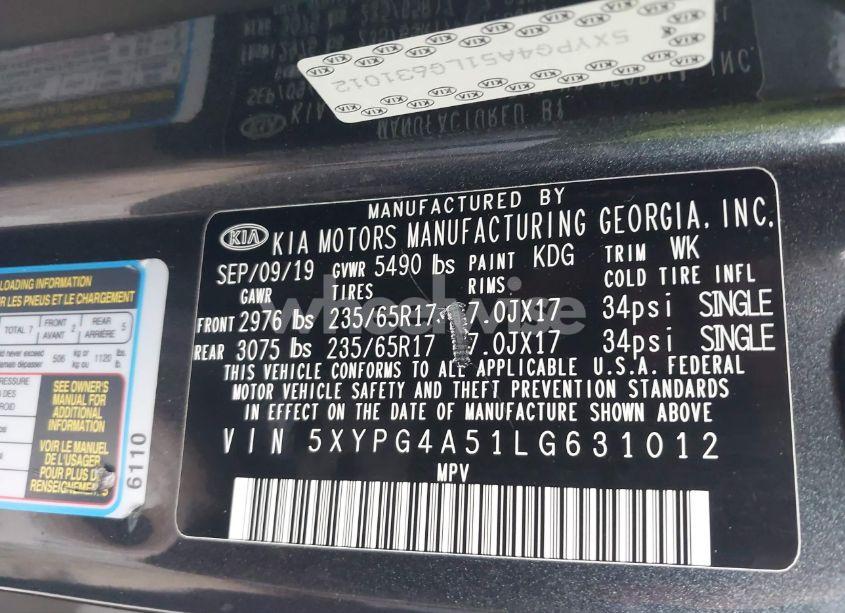 Photo 9 of 2020 Kia Sorento 3.3L LX (VIN 5XYPG4A51LG631012)