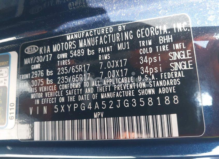 Photo 9 of 2018 Kia Sorento 3.3L LX (VIN 5XYPG4A52JG358188)