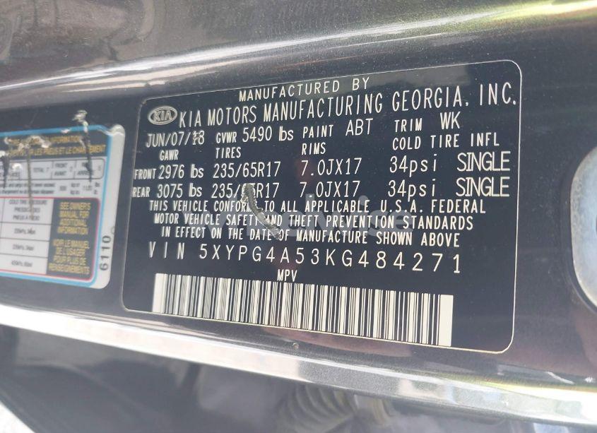 Photo 9 of 2019 Kia Sorento 3.3L LX (VIN 5XYPG4A53KG484271)