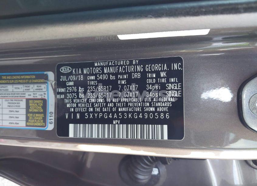 Photo 9 of 2019 Kia Sorento 3.3L LX (VIN 5XYPG4A53KG490586)