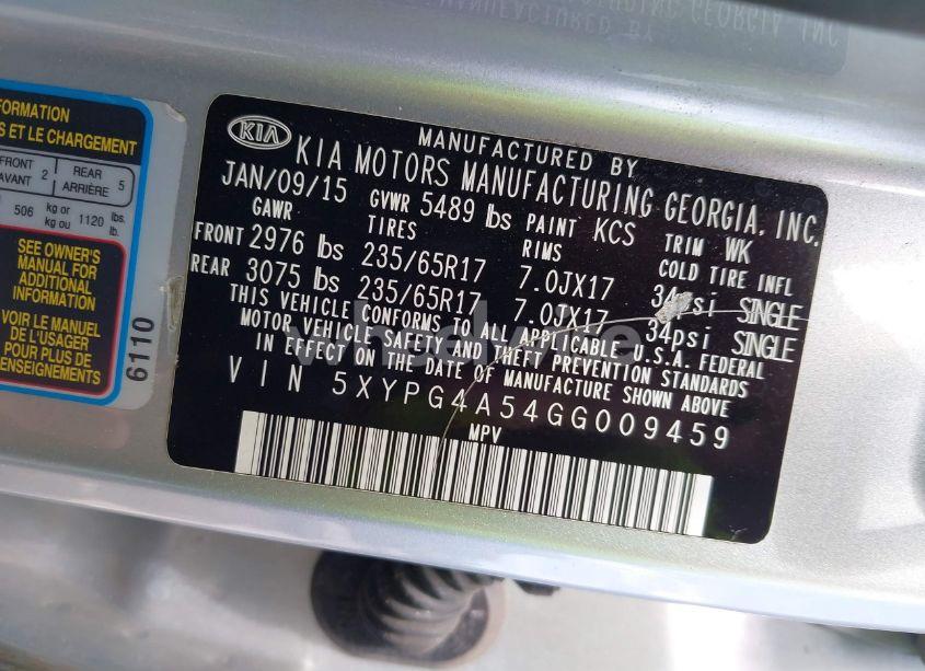 Photo 9 of 2016 Kia Sorento 3.3L LX (VIN 5XYPG4A54GG009459)