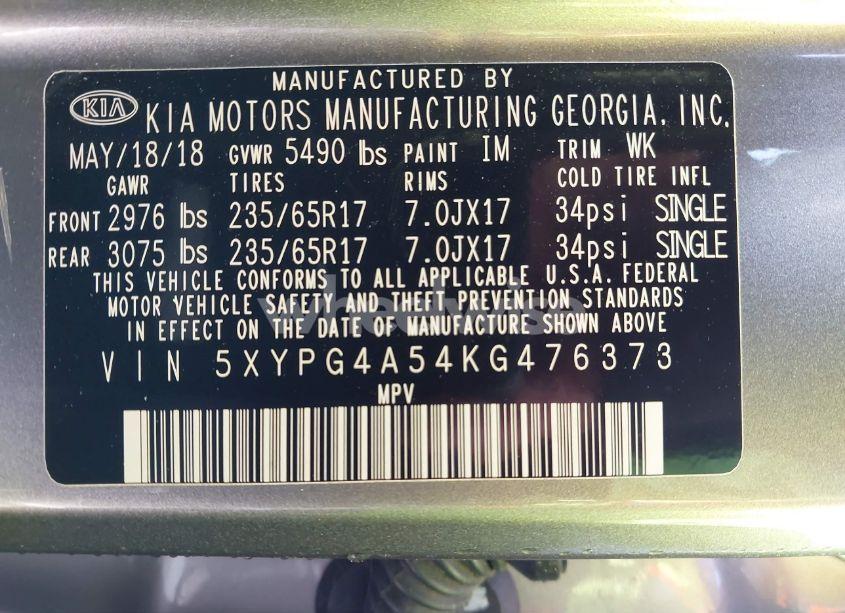 Photo 9 of 2019 Kia Sorento 3.3L LX (VIN 5XYPG4A54KG476373)