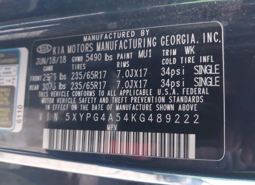 Photo 9 of 2019 Kia Sorento 3.3L LX (VIN 5XYPG4A54KG489222)