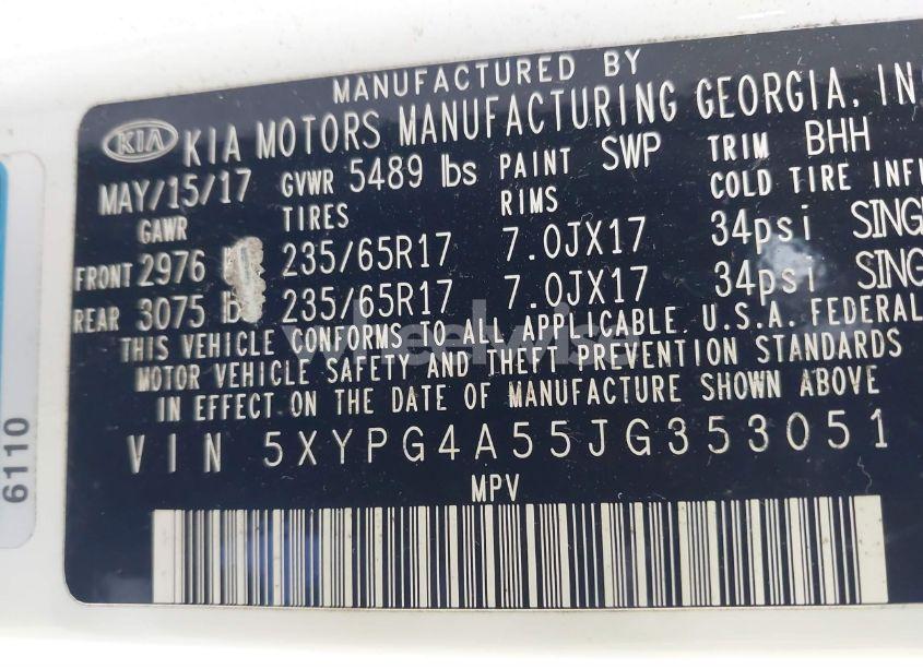 Photo 9 of 2018 Kia Sorento 3.3L LX (VIN 5XYPG4A55JG353051)
