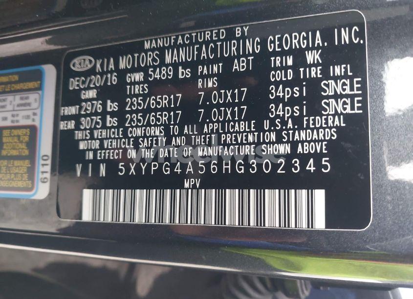 Photo 9 of 2017 Kia Sorento 3.3L LX (VIN 5XYPG4A56HG302345)