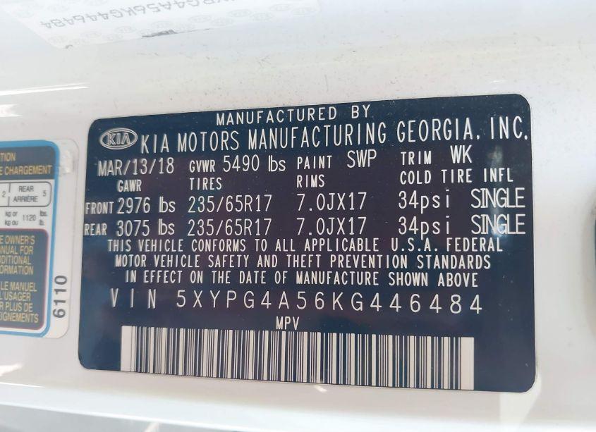 Photo 9 of 2019 Kia Sorento 3.3L LX (VIN 5XYPG4A56KG446484)