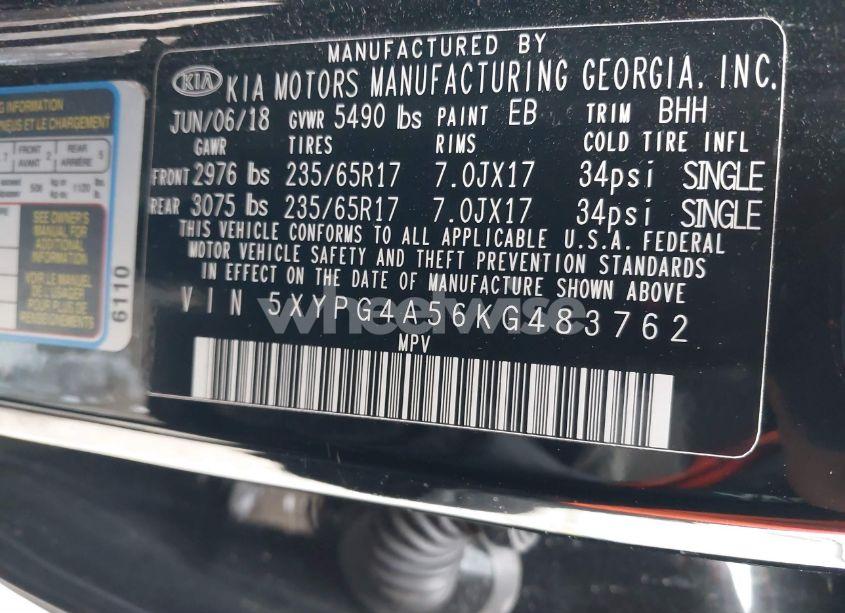 Photo 9 of 2019 Kia Sorento 3.3L LX (VIN 5XYPG4A56KG483762)