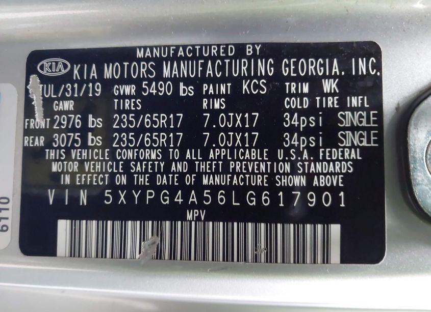 Photo 9 of 2020 Kia Sorento 3.3L LX (VIN 5XYPG4A56LG617901)