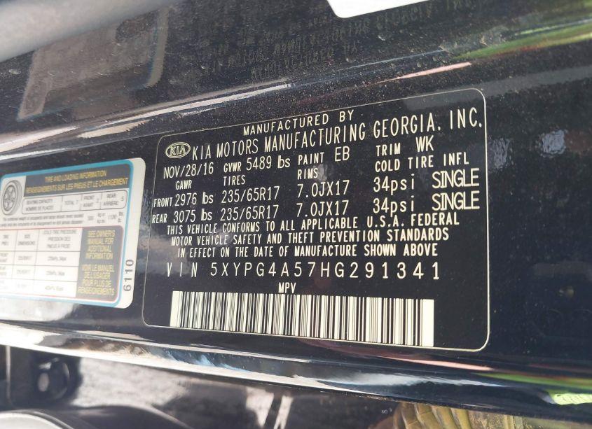 Photo 9 of 2017 Kia Sorento 3.3L LX (VIN 5XYPG4A57HG291341)