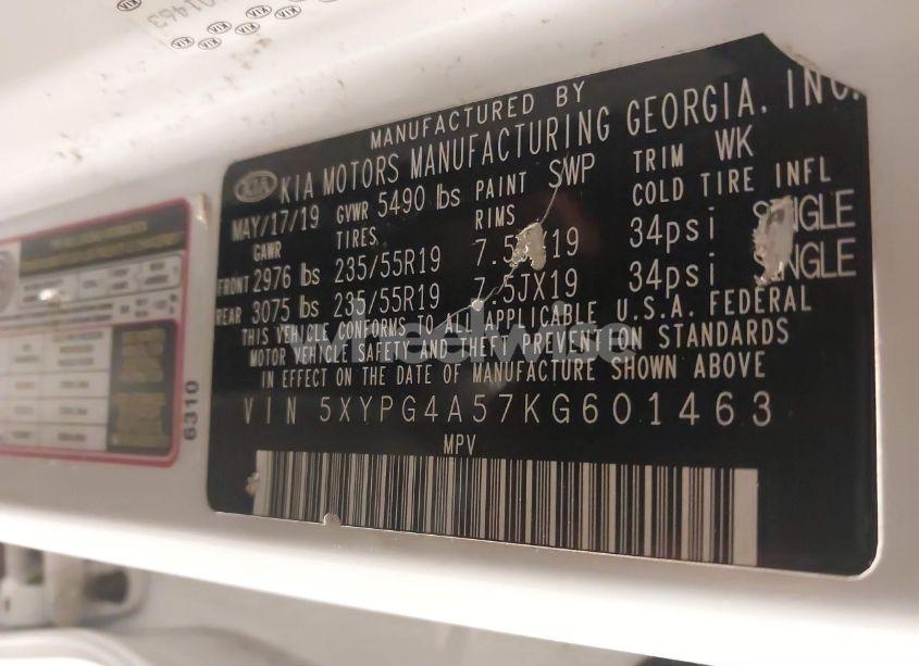 Photo 9 of 2019 Kia Sorento 3.3L S (VIN 5XYPG4A57KG601463)