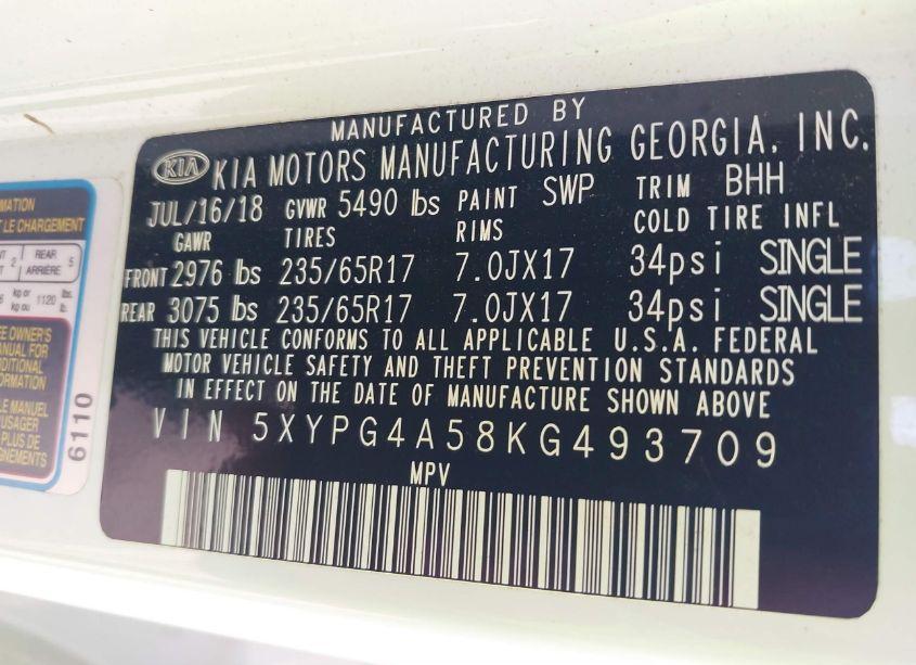 Photo 9 of 2019 Kia Sorento 3.3L LX (VIN 5XYPG4A58KG493709)