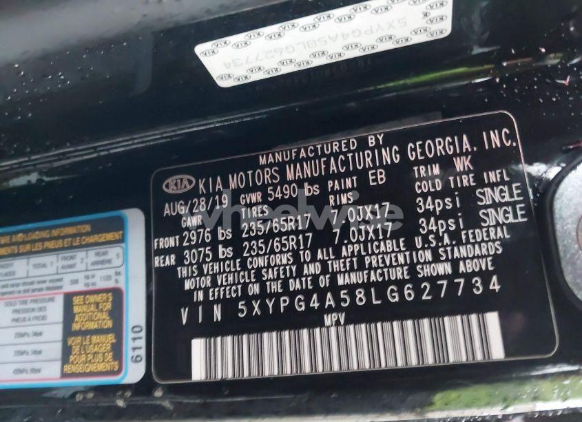 Photo 9 of 2020 Kia Sorento 3.3L LX (VIN 5XYPG4A58LG627734)