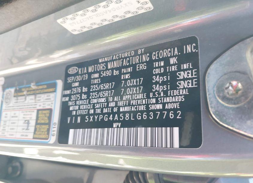 Photo 9 of 2020 Kia Sorento 3.3L LX (VIN 5XYPG4A58LG637762)